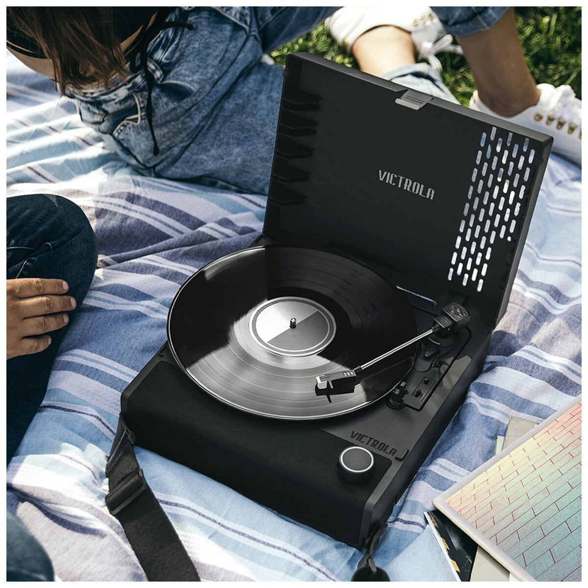 Victrola Revolution Go Turntable Black - Portable, Bluetooth, 12 Hour Playback, 3 Speed