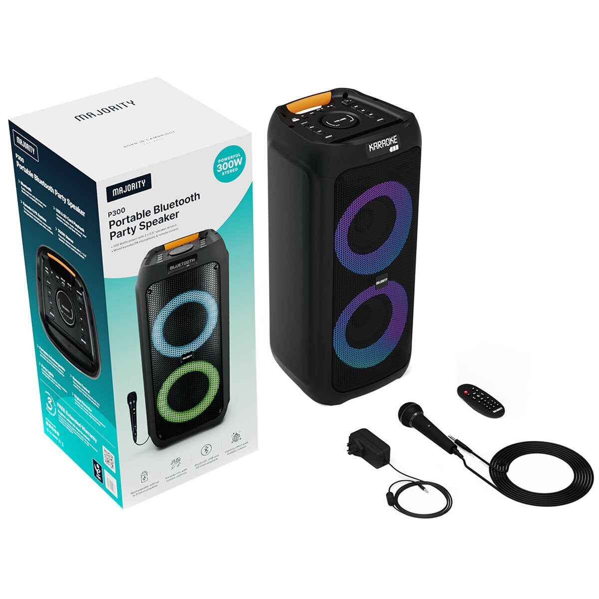 Majority P300 Party Speaker 300W Karaoke & PA System MY-1000002884 - SuperSaverAU - view 5