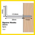 Everhang Square Hook - 25mm - Zinc Plated - 5 Pack - SuperSaverAU - view 4