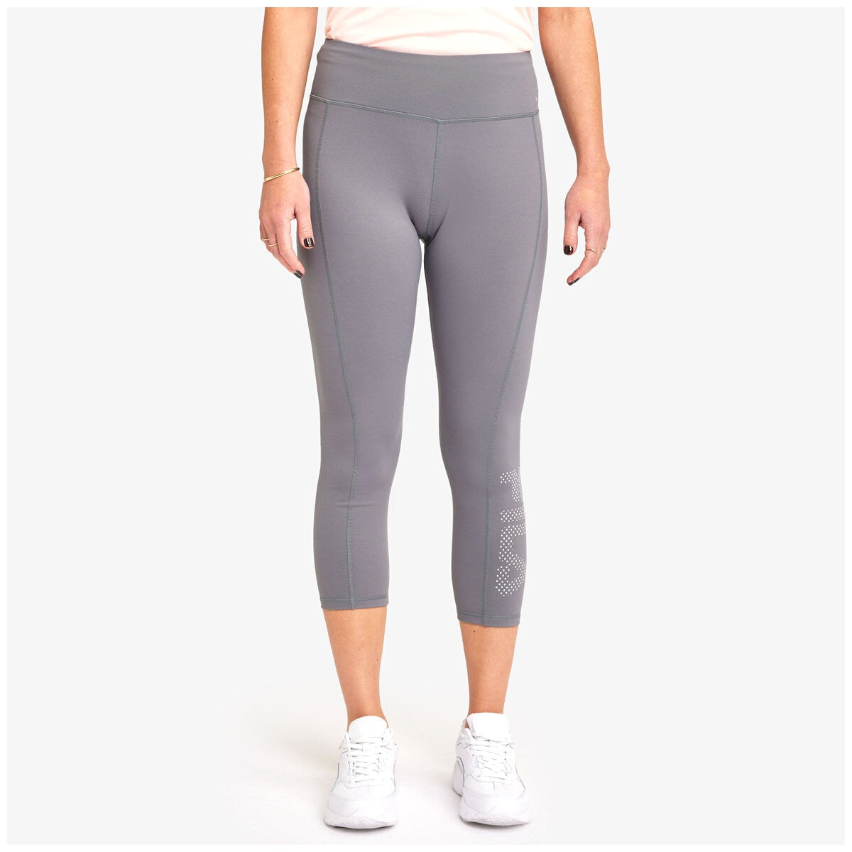 Fila Women's Tory Grey 3/4 Tights with Wide Waistband, Polyester & Elastane Large - SuperSaverAU - view 2