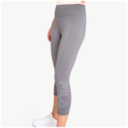 Fila Women's Tory Grey 3/4 Tights with Wide Waistband, Polyester & Elastane Large