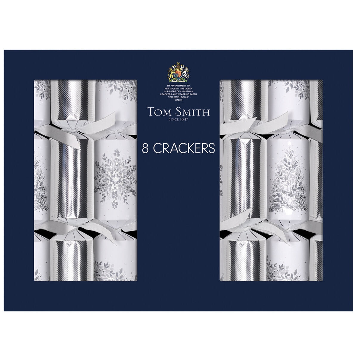 Tom Smith 8 Luxury Christmas Crackers Silver