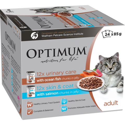 Optimum Adult Cat Wet Food 85g - 24 Pack - Grain-Free - Urinary Health - SuperSaverAU - view 1