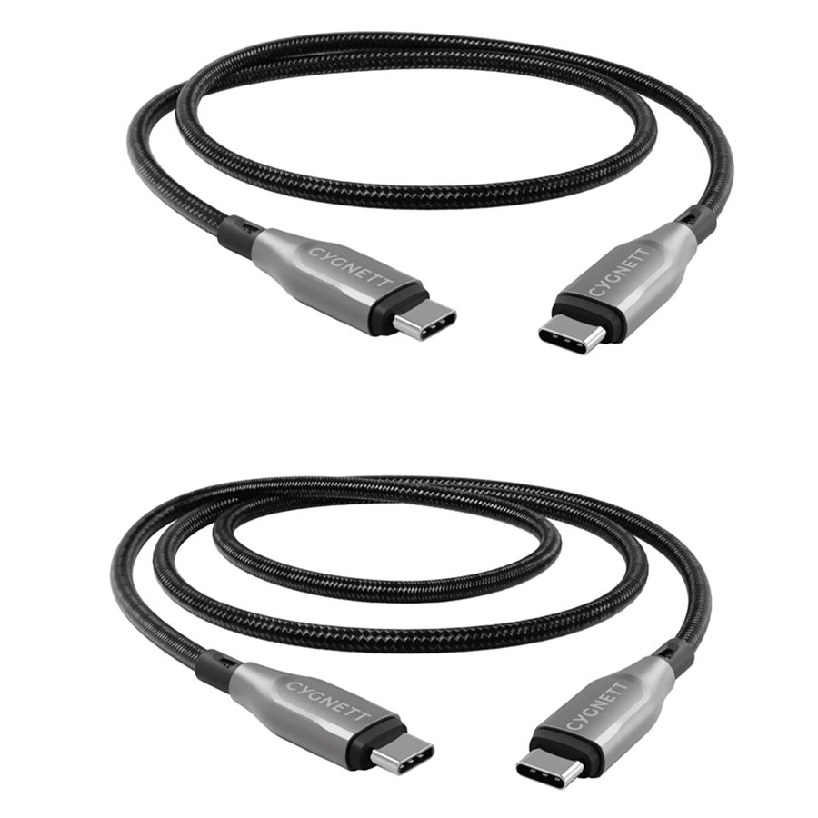 Cygnett Armoured USB-C to USB-C Cable 1M + 2M Twin Pack, 100W Fast Charging, 480Mbps - SuperSaverAU - view 1