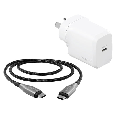 Cygnett PowerPlus 25W USB-C Wall Charger & 2M USB-C Cable, Fast Charging - SuperSaverAU - view 1
