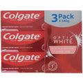 Colgate Optic White Fluoride Toothpaste Stain Fighter Enamel Care Gentle Mint 3 x 140g - SuperSaverAU - view 1