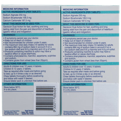 Gaviscon Dual Action Chewable Tablets 2 x 48 Count