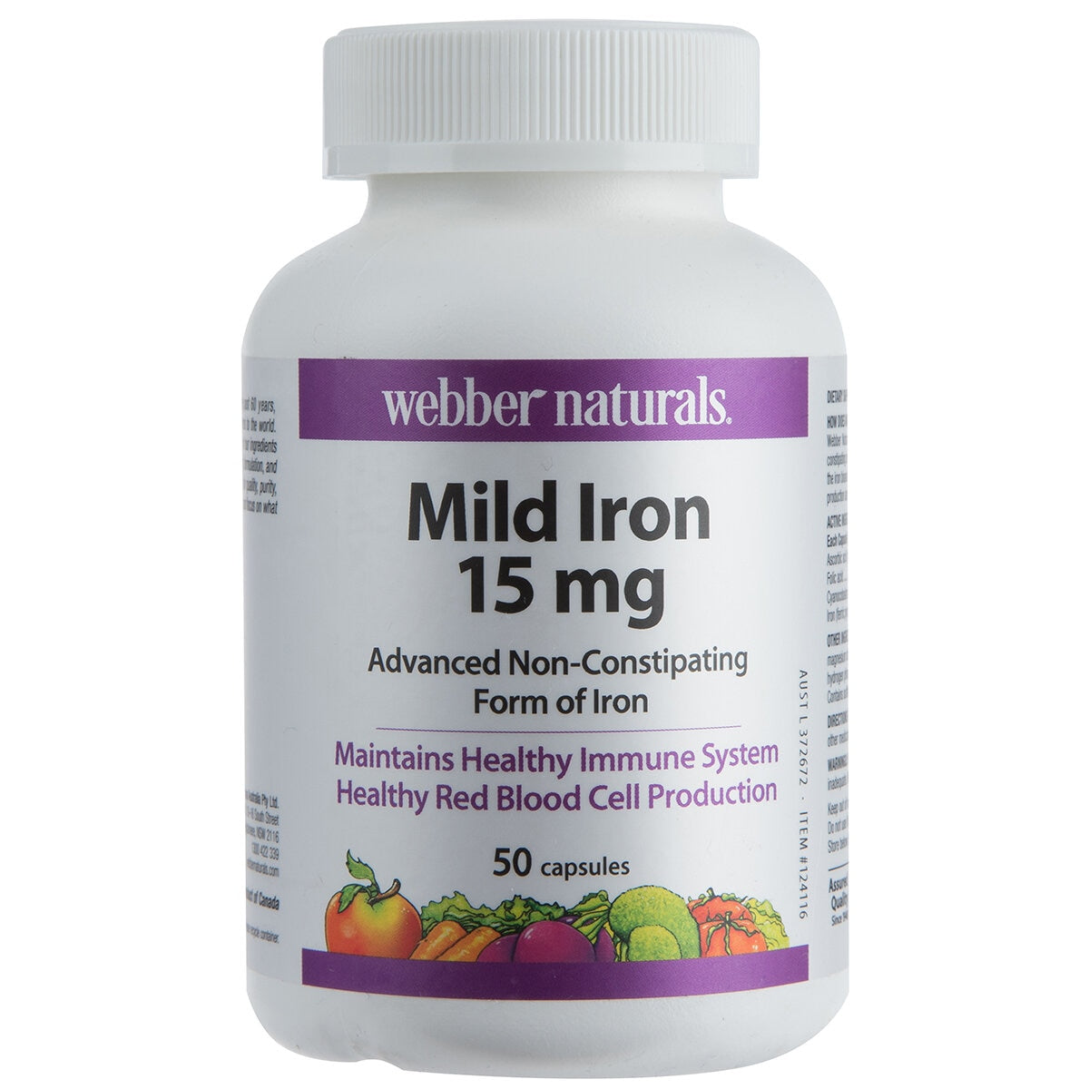 Webber Naturals Mild Iron 15mg 50 Capsules - SuperSaverAU - view 1