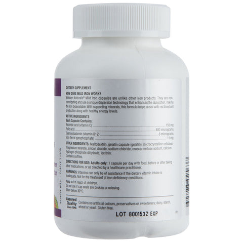 Webber Naturals Mild Iron 15mg 50 Capsules - SuperSaverAU - view 2