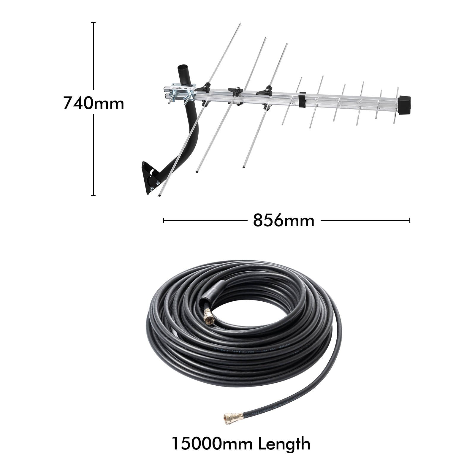 Antsig VHF UHF Outdoor TV Antenna Kit Amplified Digital AA1050