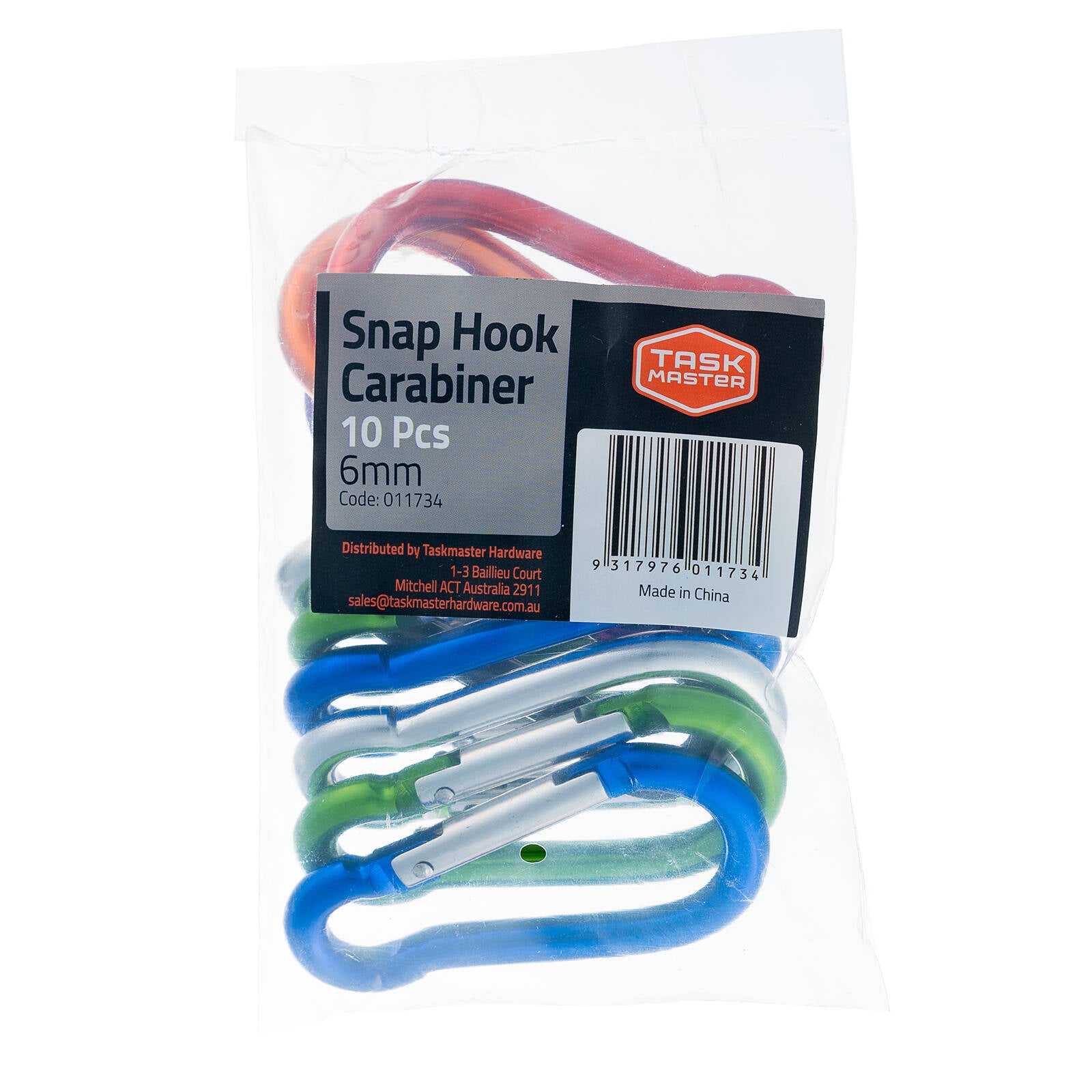 Taskmaster 6mm Aluminium Snap Hook Carabiner Clips 10 Pack