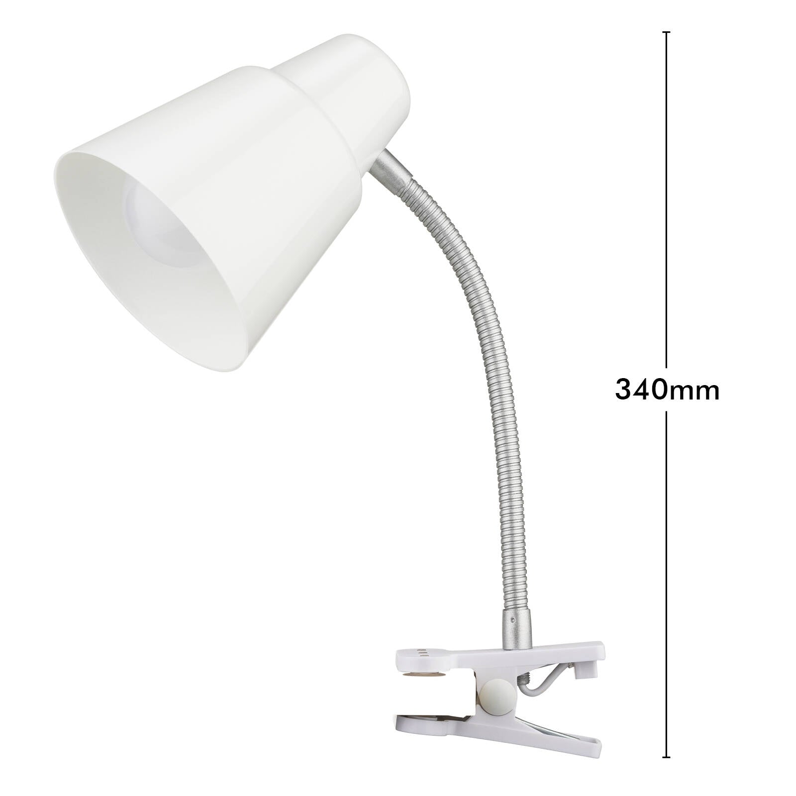 Verve Design Brylee White Adjustable Clamp Lamp 25W Plastic & Metal ATL154WH