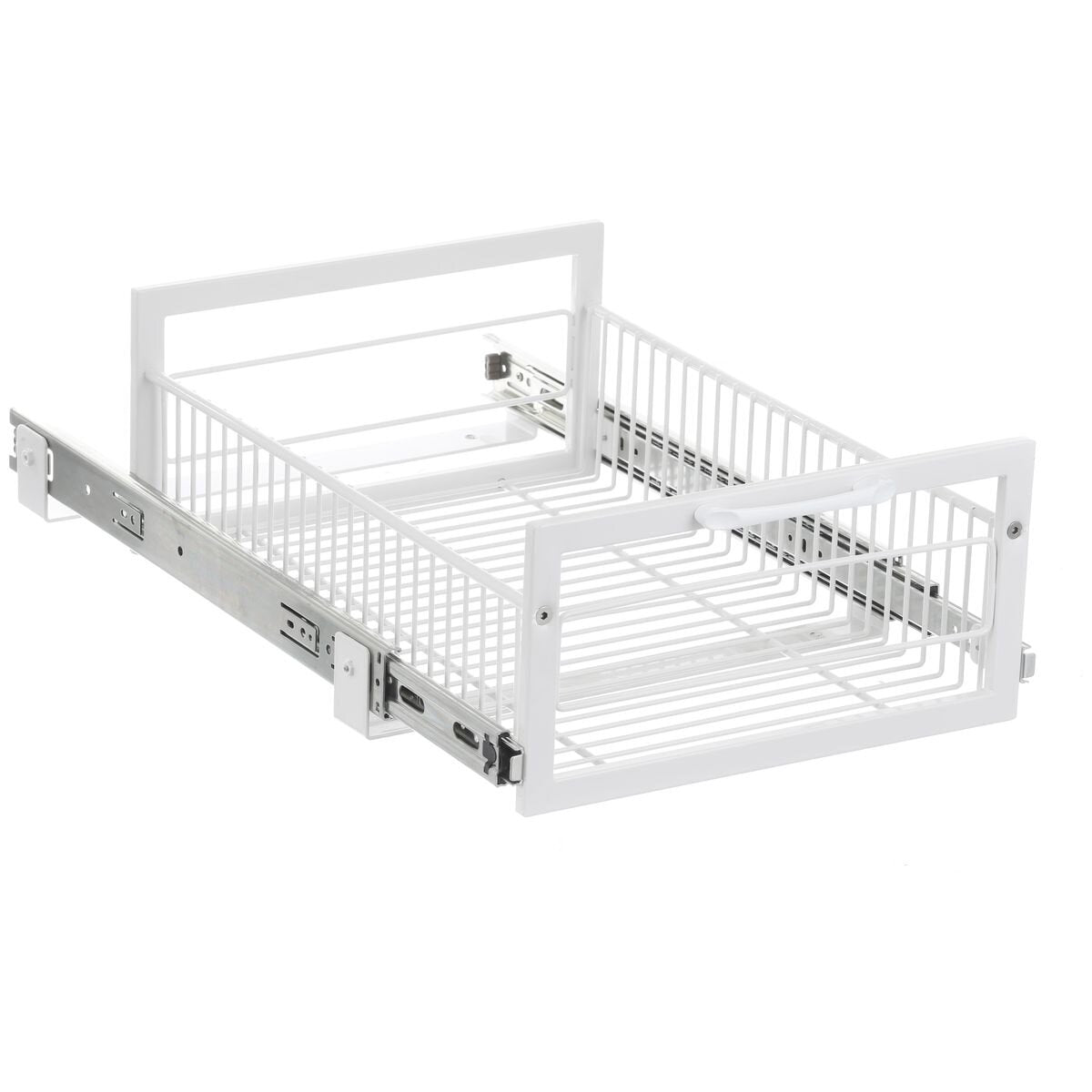 L.T. Williams Pull Out Wire Basket 39.5cm - White - 25kg Capacity - Full Extension Runners - 9706