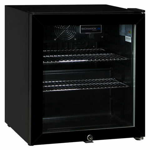 Schmick 50L Glass Door Mini Bar Fridge - Black, Lockable, Freestanding or Underbench - HUS-SC50AB
