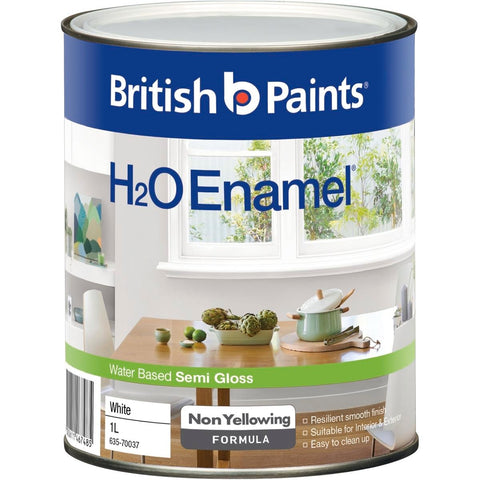 British Paints H2O Enamel Paint - White - 1L - Semi Gloss - Durable Finish - SuperSaverAU - view 1