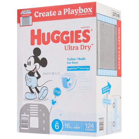 Huggies Boys' Ultra Dry Nappies Size 6 Junior (16kg And Over) 124 Nappies - SuperSaverAU - view 2