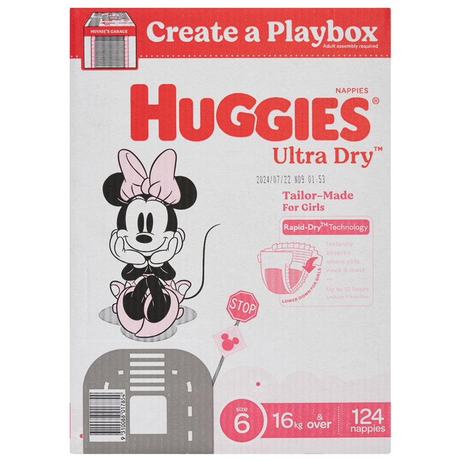 Huggies Girls' Ultra Dry Nappies Size 6 Junior (16kg+) 124 Nappies - SuperSaverAU - view 1