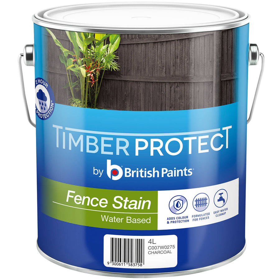 Timber Protect 4L Charcoal Water Based Fence Stain Outdoor UV Resistant Waterproof