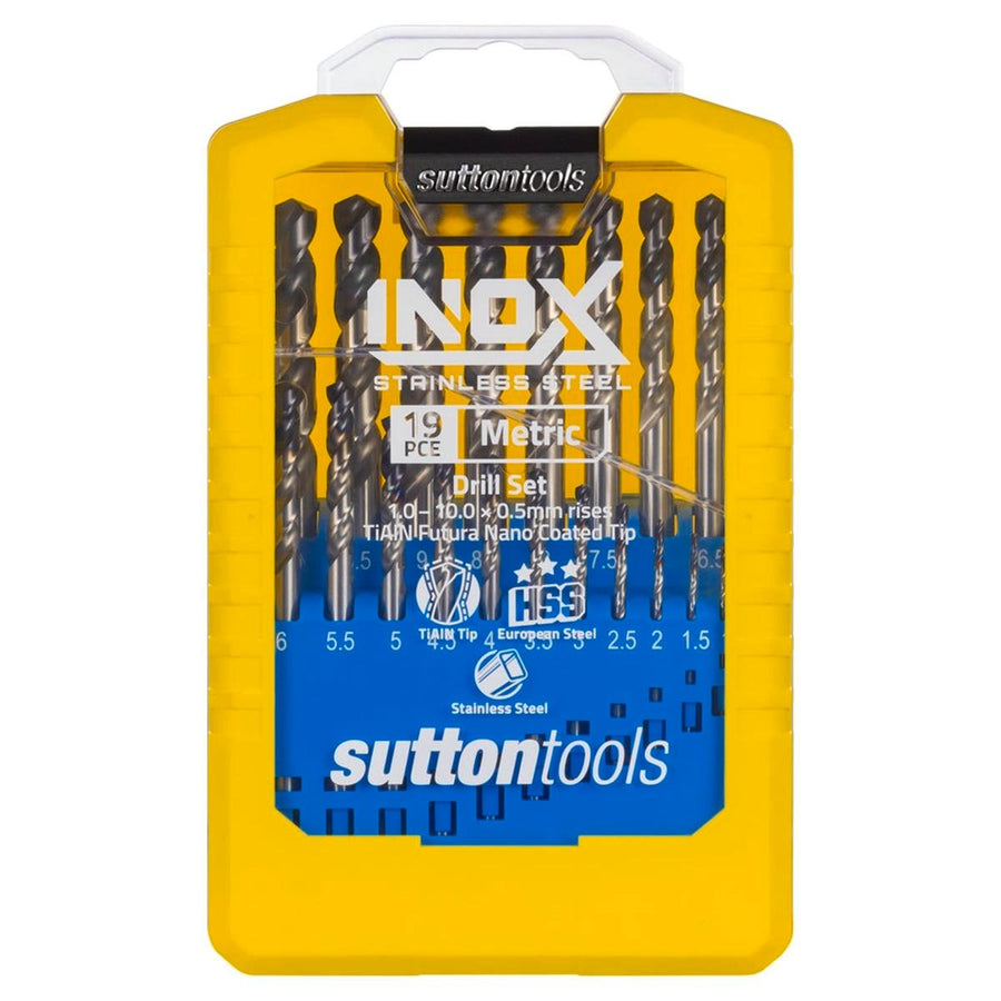 Sutton Tools 19 Pce Metric Inox Drill Set - M2 HSS - Yellow - 114mm x 40mm x 165mm - SuperSaverAU - view 1