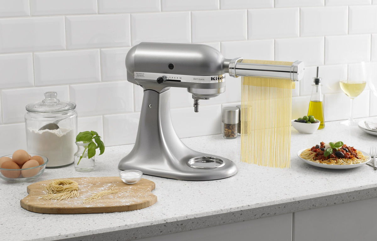 KitchenAid 3 piece pasta roller attachment - stainless steel, spaghetti and fettuccine cutters - KSMPRA