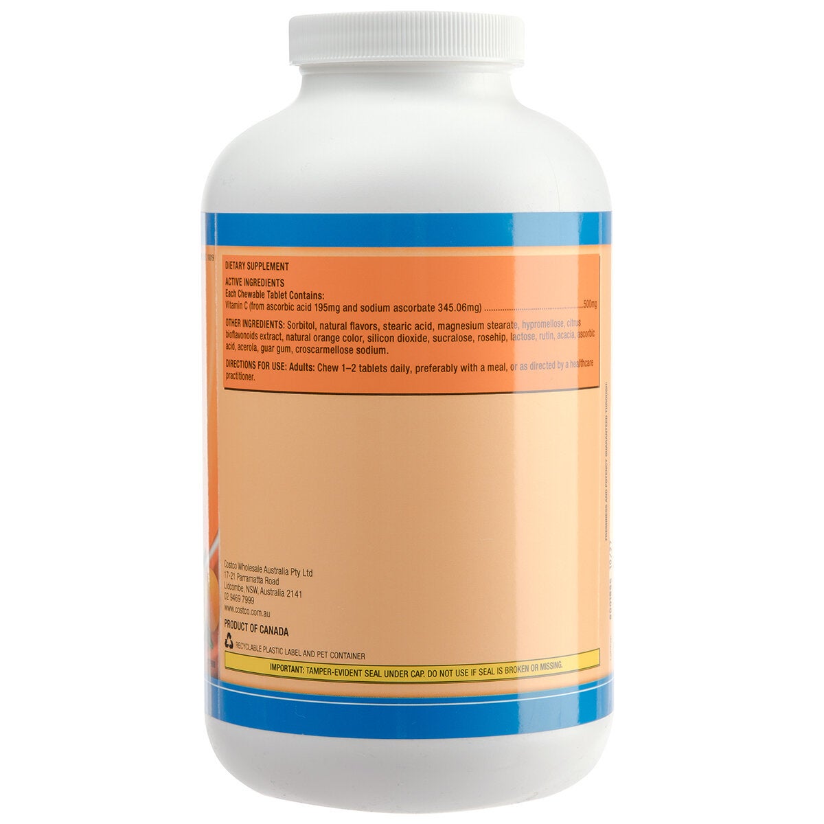 Kirkland Signature Chewable Vitamin C Tablets 500mg 500 Pack Antioxidant — image 2