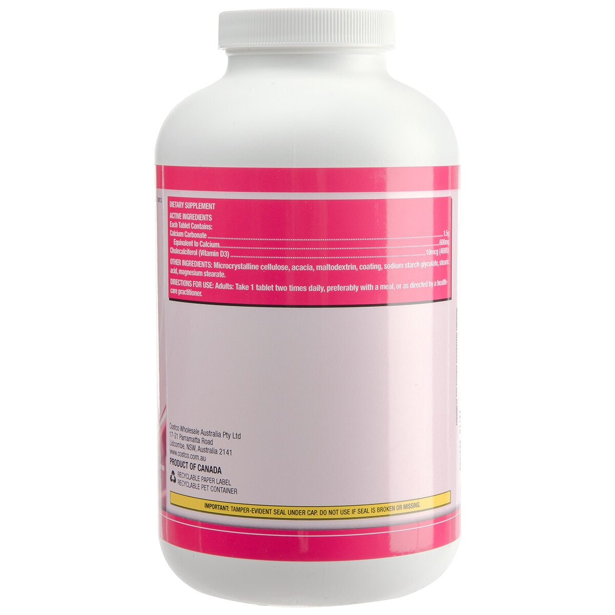 Kirkland Signature Calcium 600mg + D3 500 Tablets - SuperSaverAU - view 2