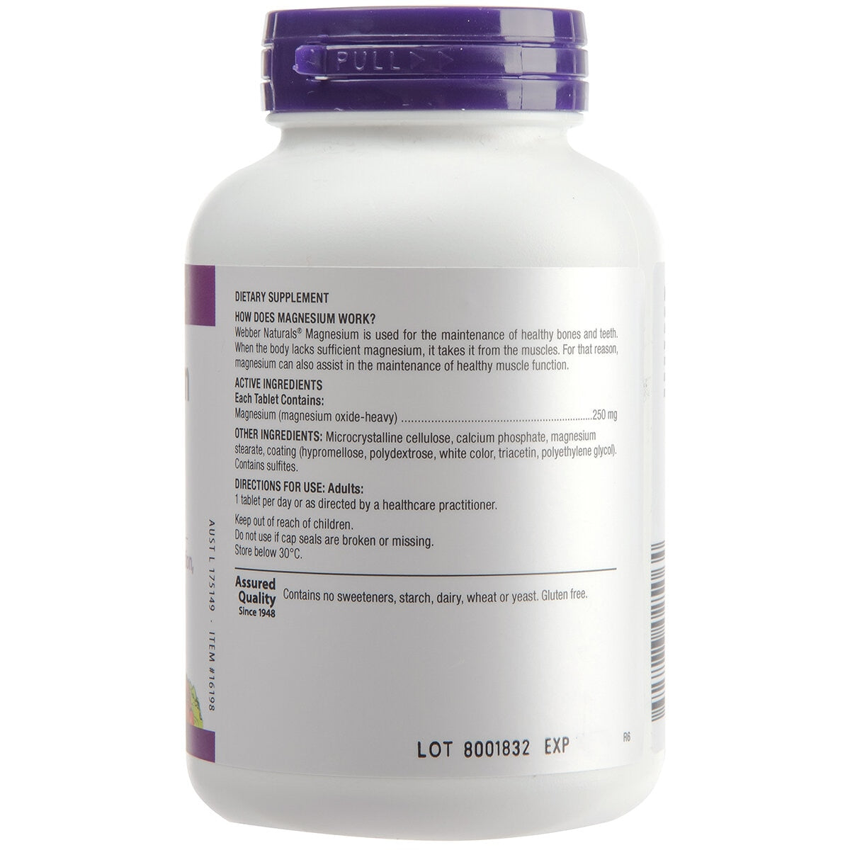 Webber Naturals Magnesium 250mg 150 Tablets