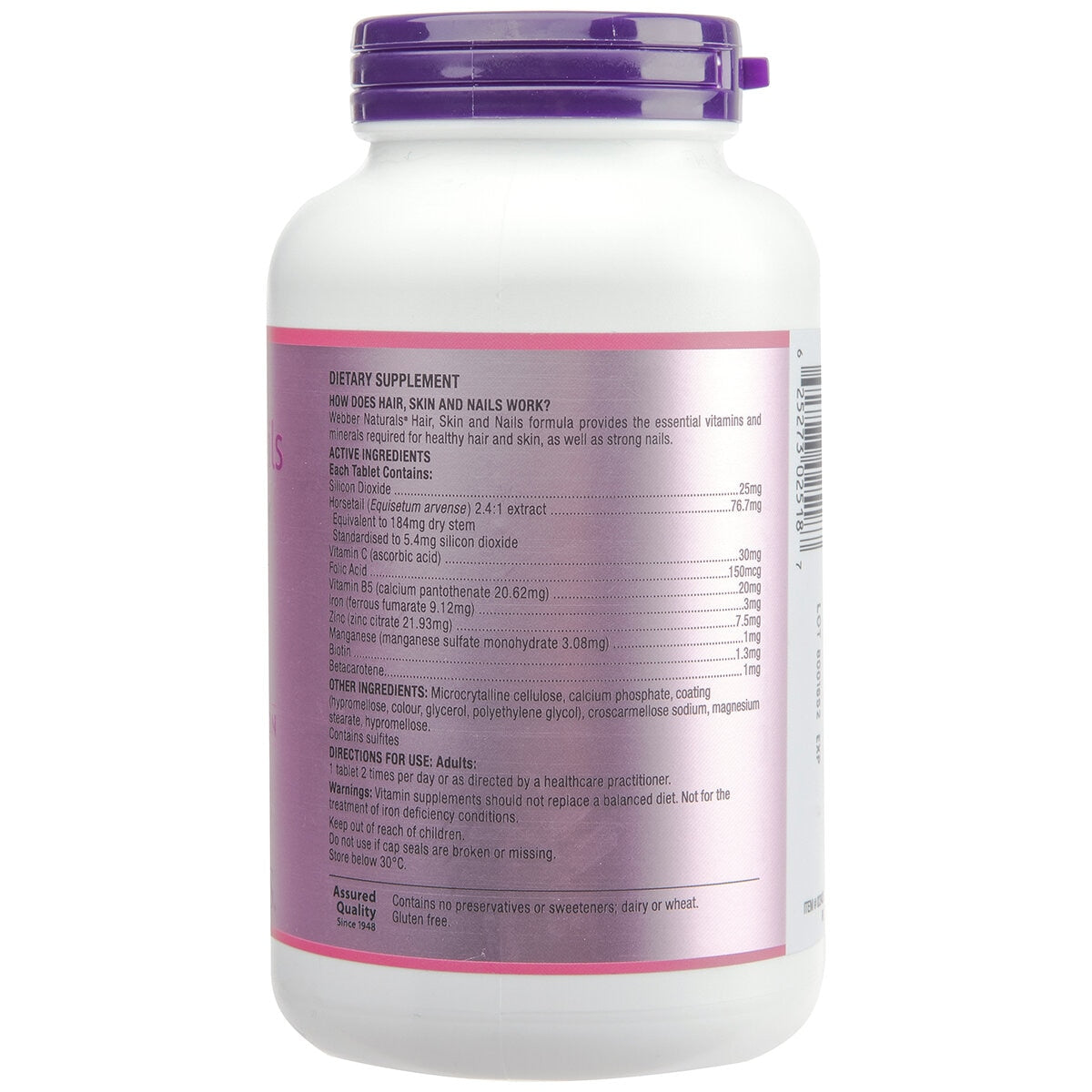 Webber Naturals Hair, Skin and Nails 250 Tablets - SuperSaverAU - view 2