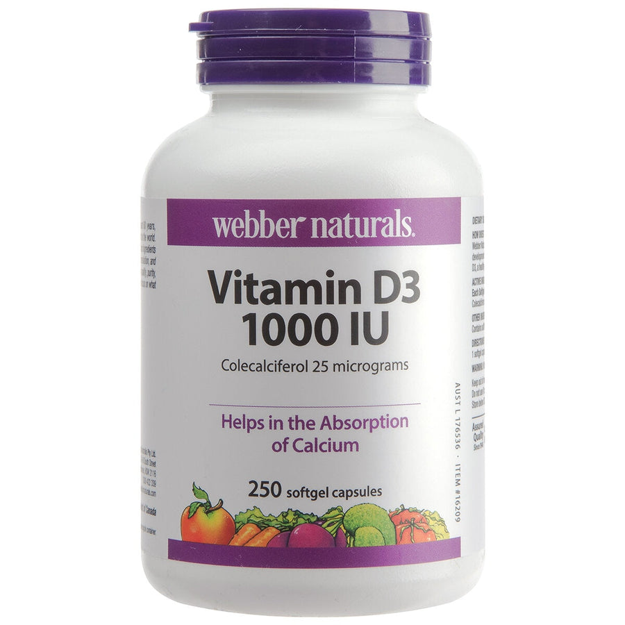 Webber Naturals Vitamin D3 1000IU 250 Capsules - SuperSaverAU - view 1
