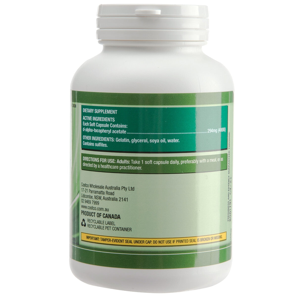 Kirkland Signature Natural Vitamin E 400 IU 200 Softgels - SuperSaverAU - view 2
