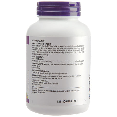 Webber Naturals Vitamin B12 1000mcg 100 Tablets - SuperSaverAU - view 2