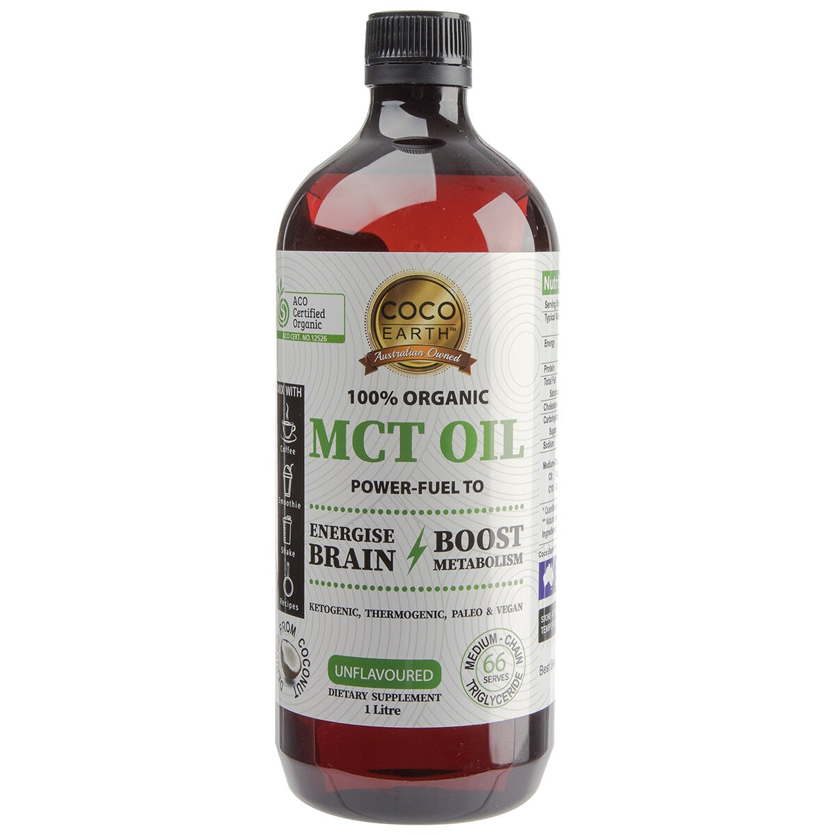 Coco Earth Organic MCT Oil 1L - SuperSaverAU - view 1