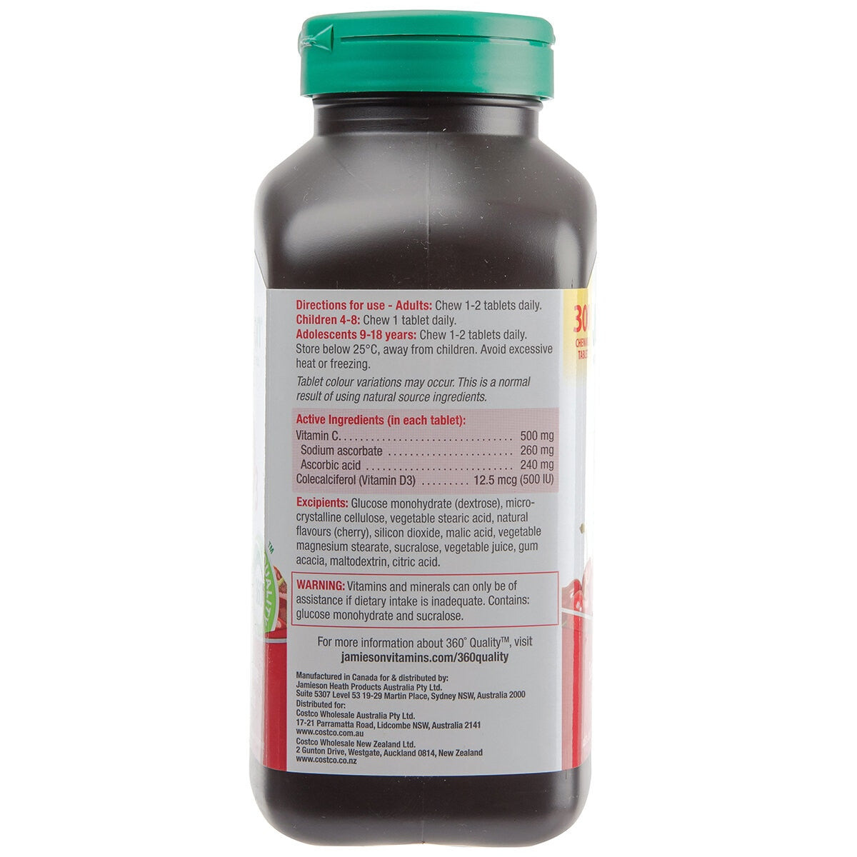 Jamieson Chewable Vitamin C + D3 300 Tablets