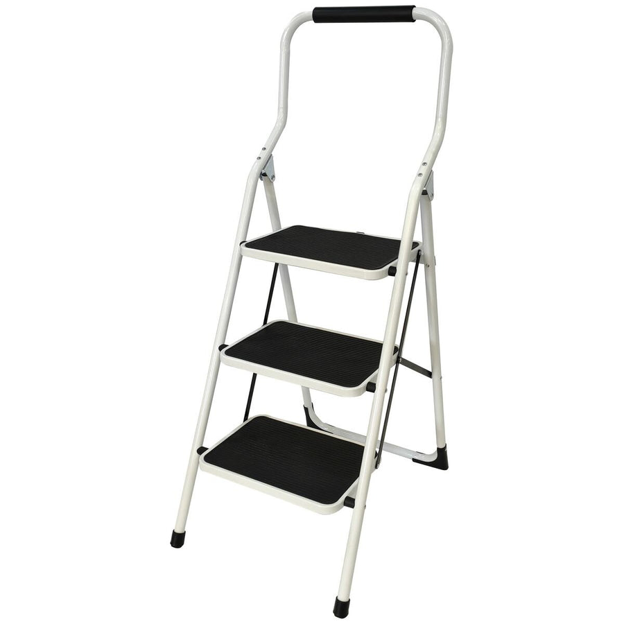 L.T. Williams 3 Step Ladder - White Powder Coated Steel - 150kg Load Capacity - 9756