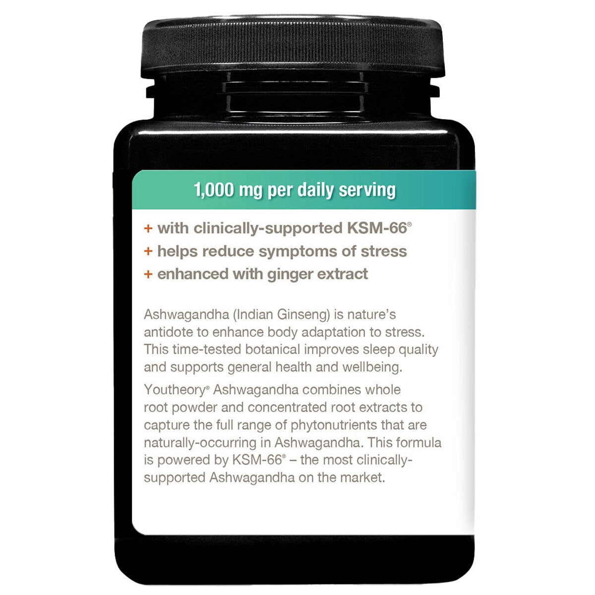 Youtheory Ashwagandha 1000mg 150 Capsules - SuperSaverAU - view 3