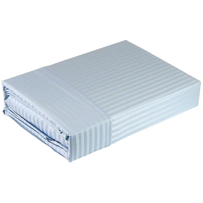 Ramesses 1000 Thread Count Pima Cotton Narrow Stripe Queen Sheet Set Ice Blue