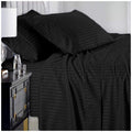 Ramesses 1000 Thread Count Pima Cotton Narrow Stripe Queen Sheet Set Black - SuperSaverAU - view 1