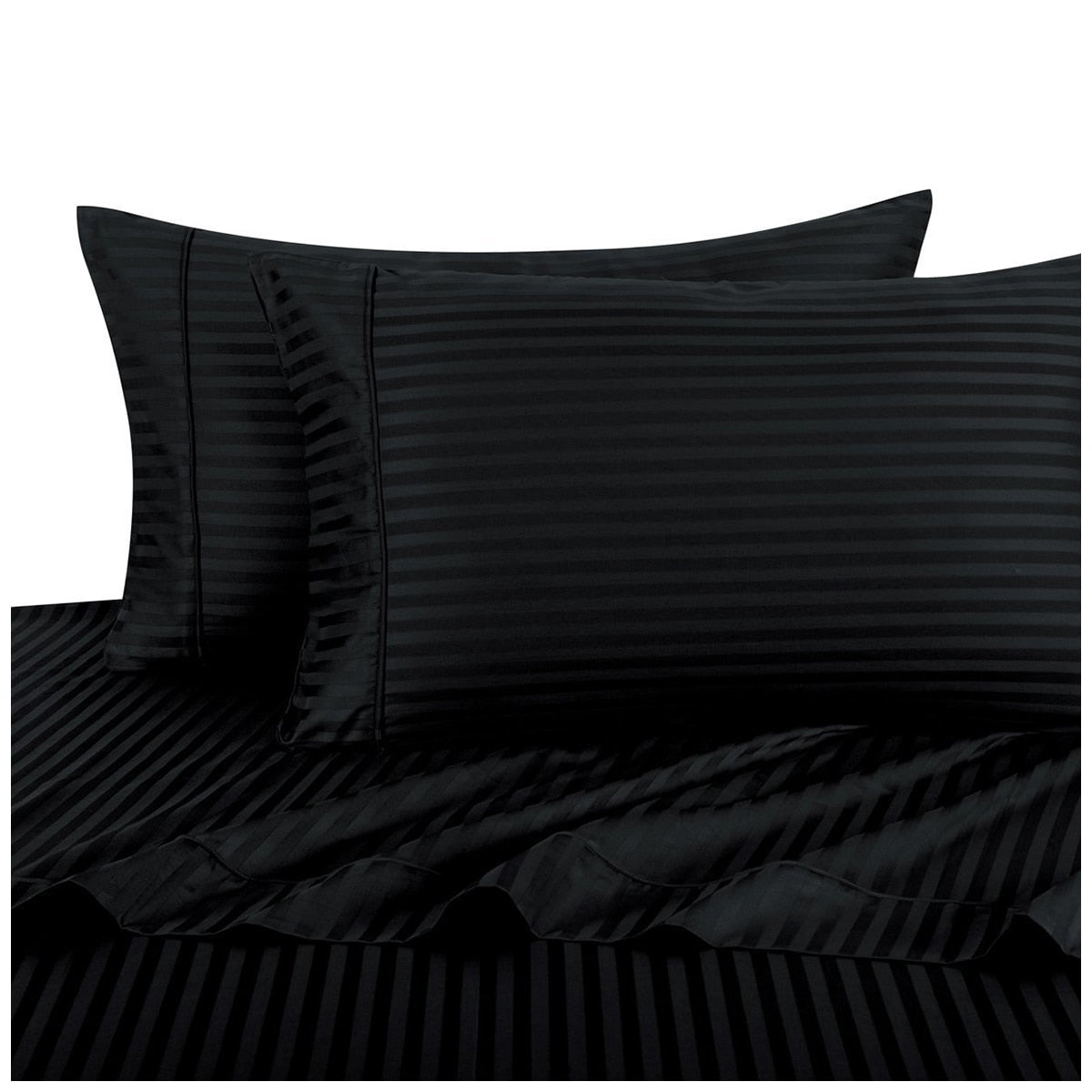 Ramesses 1000 Thread Count Pima Cotton Narrow Stripe King Sheet Set Black - SuperSaverAU - view 2