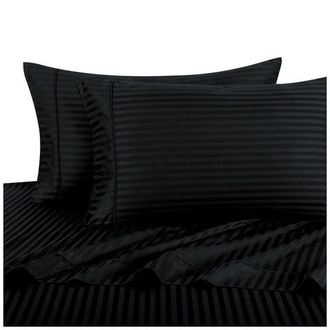 Ramesses 1000 Thread Count Pima Cotton Narrow Stripe King Sheet Set Black - SuperSaverAU - view 2