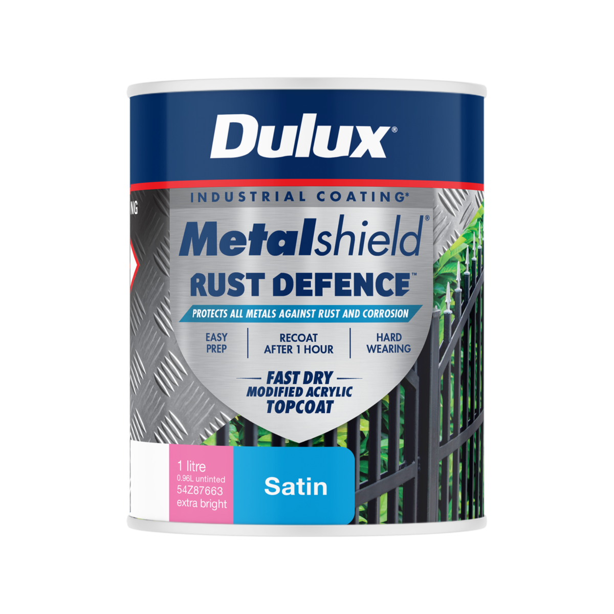 Dulux Metalshield Rust Defence 1L Extra Bright Base Satin - Fast-Drying Protection - SuperSaverAU - view 1