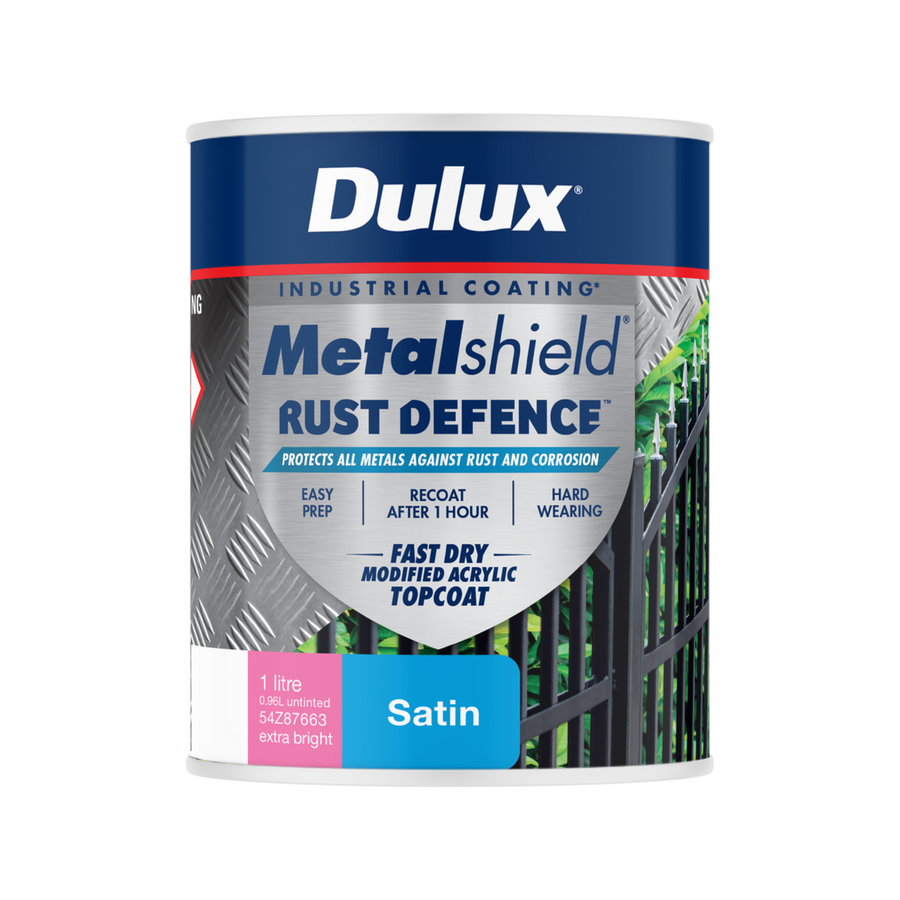 Dulux Metalshield Rust Defence 1L Extra Bright Base Satin - Fast-Drying Protection - SuperSaverAU - view 1