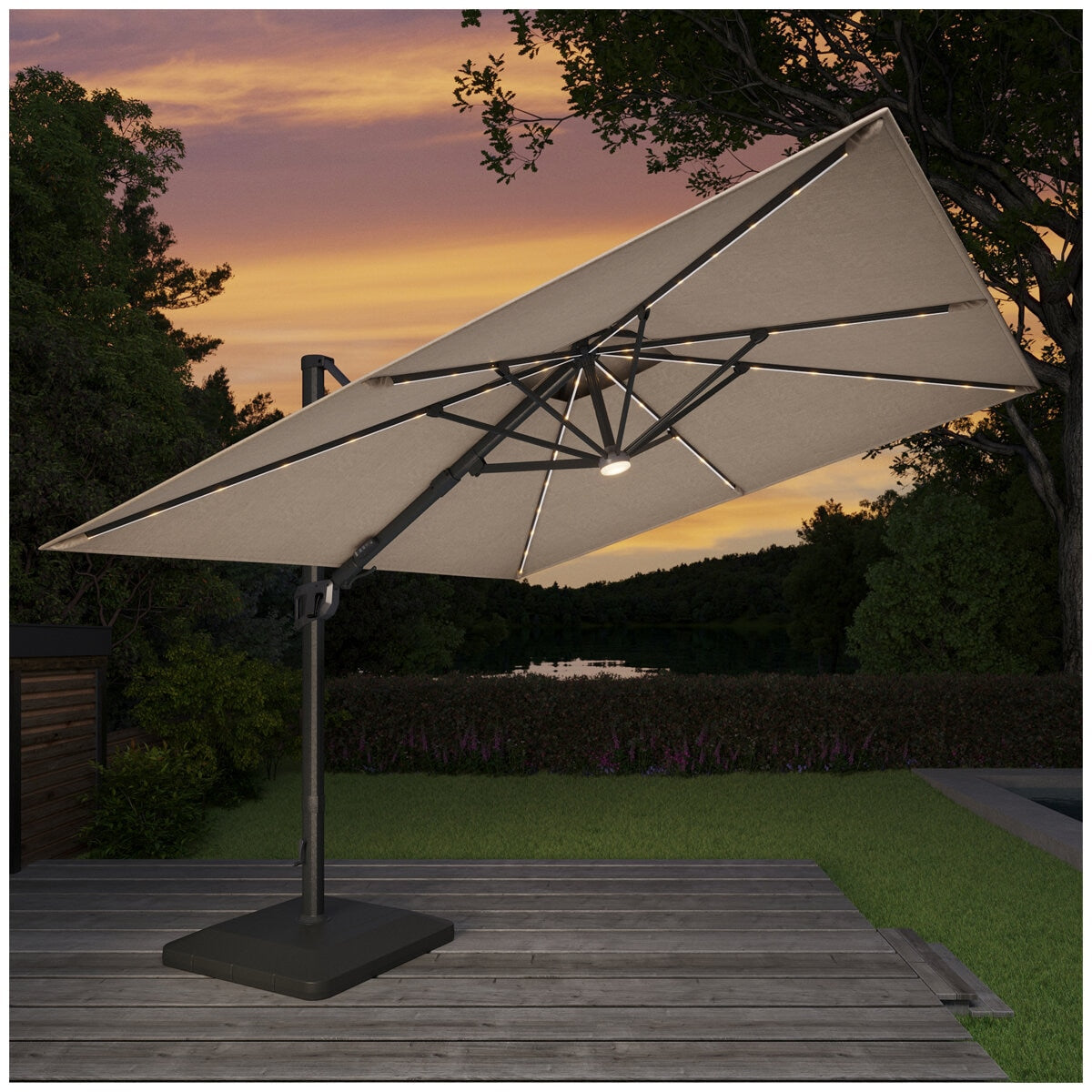 Seasons Sentry By Atleisure Solar LED Cantilever Umbrella - SuperSaverAU - view 3