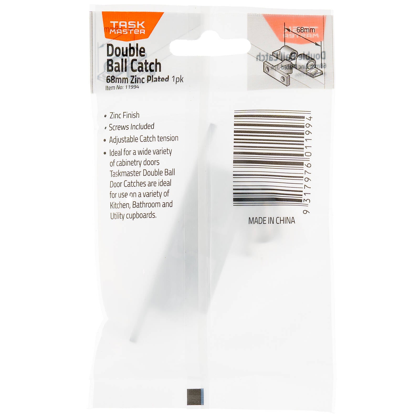 Taskmaster 68mm Zinc Double Ball Catch