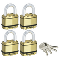 Master Lock 50mm Excell Padlock 4 Pack Laminated Steel Boron-Carbide Shackle