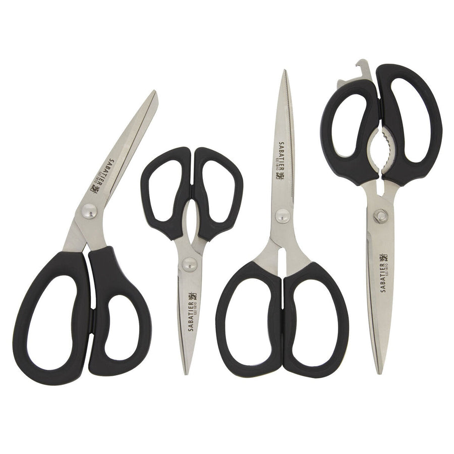 Sabatier 4-Piece Kitchen Shear Set – Stainless Steel Scissors with Soft Grip Handles in Black - SuperSaverAU - view 1