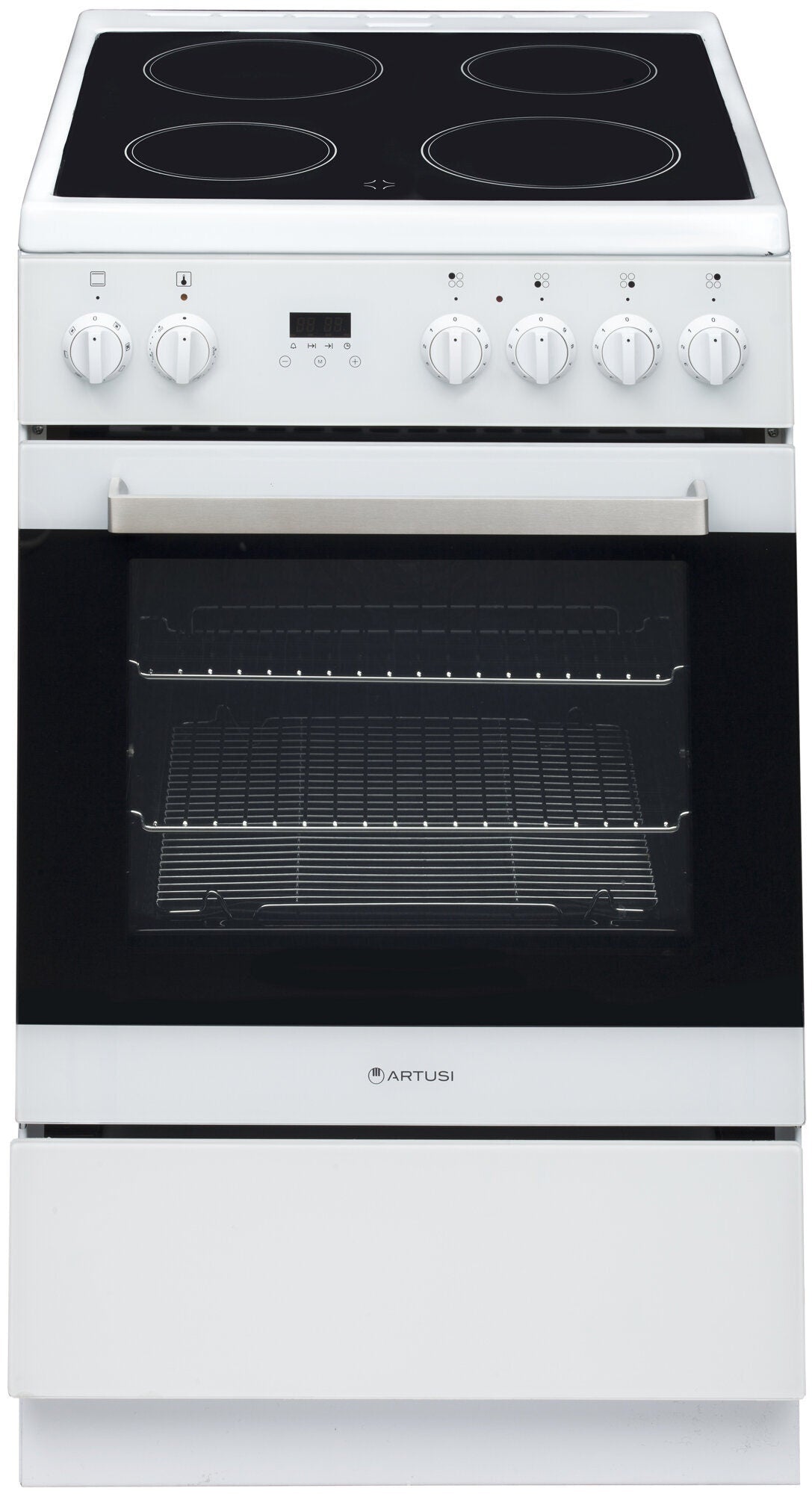 Artusi 54cm Electric Freestanding Oven - 7 Functions, Ceramic Cooktop, Triple-Glazed Door - AFC547W