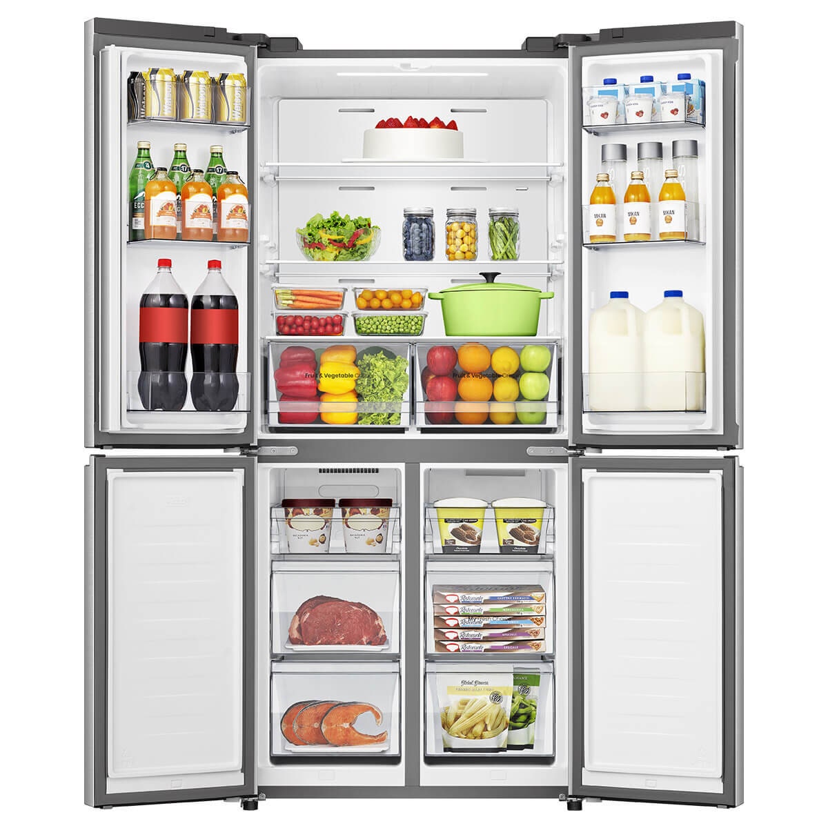 Hisense 483L PureFlat French Door Fridge - White Glass - 4.5 Star Energy Rating - HRCD483G