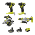 Ryobi 18V ONE+ HP Brushless 4-Piece 4Ah Kit - Hammer Drill, Impact Driver, Circular Saw, Angle Grinder - 60Nm Torque, 240Nm Torque, 55mm Cutting Depth - SuperSaverAU - view 1