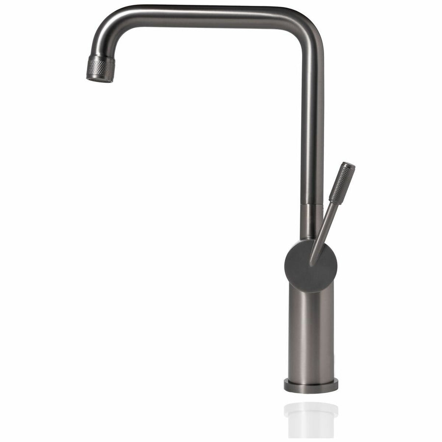 Titan Essentials Squareneck Kitchen Mixer Tap - Gunmetal Grey, Diamond Knurled Handle, 5 Star WELS - TTGM1