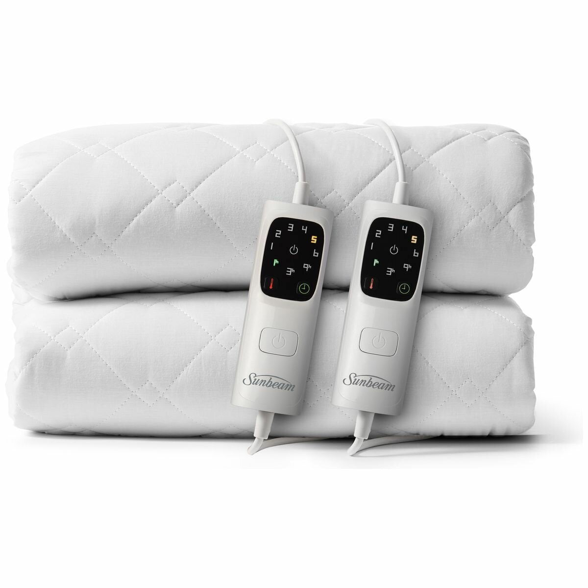 Sunbeam Sleep Perfect Quilted Queen Electric Blanket - Dual Controls, 6 Heat Settings - BLQ6451